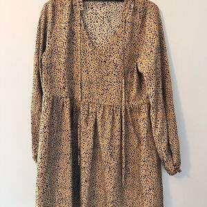 Leopard Print Long Sleeve Dress
